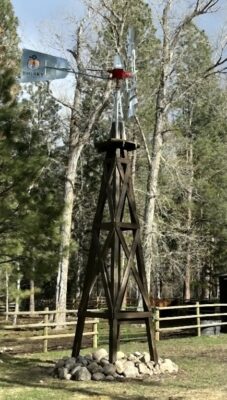 Windmill on wood tower