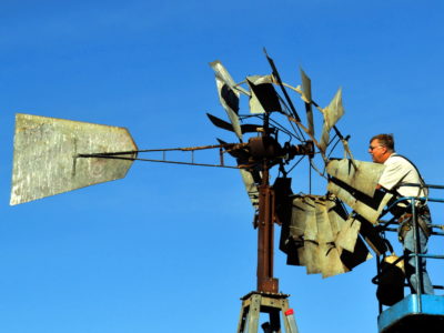 Aermotor 602 Windmill blades bent in wind storm