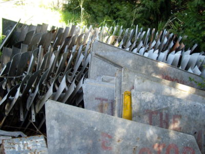 Old farm windmill tails