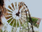 Windmill tower damaged by wind storm