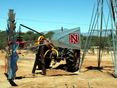 Moving a windmill with a tractor