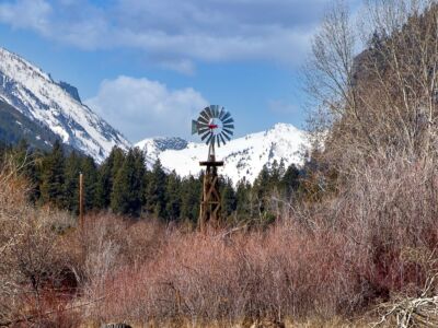 Windmill near snow