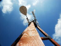 Tall wood windmill tower