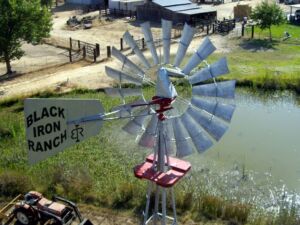 Water pumping windmill at a lake