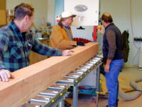 Cutting wood for windmill tower